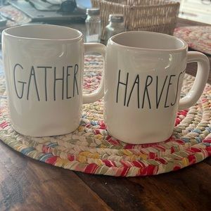 Set of 2 Rae Dunn coffee mugs, Harvest/Gather